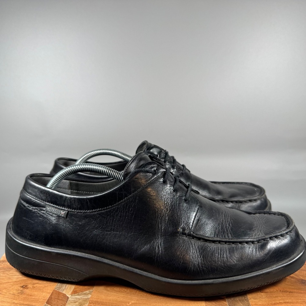 Mephisto Mens Black Leather Moc Toe Lace Up Dress Shoes Comfort Size US 10‎